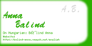 anna balind business card